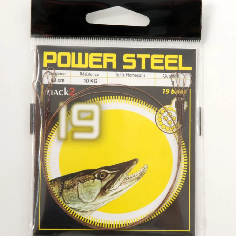 Bas de ligne acier carnassier x-line power steel 19 brins 40cm (x3)