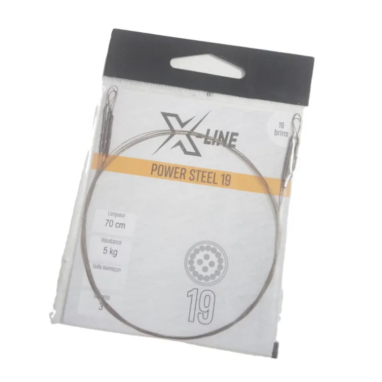 Bas de ligne acier monté carnassier x-line power steel 19 brins spécial leurres 12cm (x3)