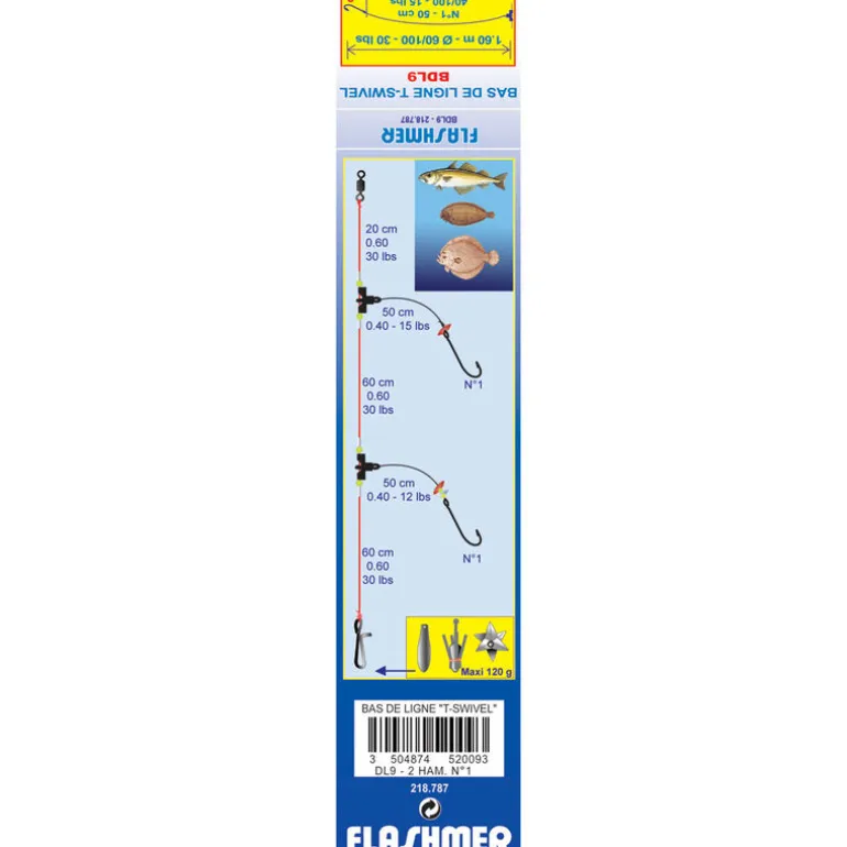 Bas de ligne mer flashmer t-swivel dl9