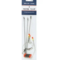 Bas de ligne mer flashmer metal clip 3 hamecons