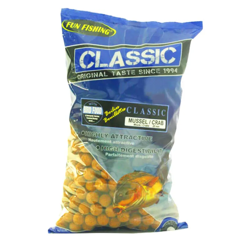 Bouillettes carpe fun fishing classic moule/crab 20mm 4kg