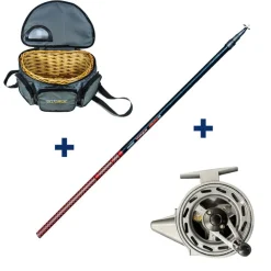 Ensemble Garbolino Canne Téléréglable 4m80 + Moulinet Capoté + Panier Truite