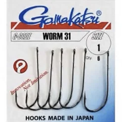 Gamakatsu Worm 31 Hooks Black