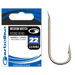 Hameçon non monté GARBOLINO medium match round bend 2230bz (x15)