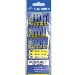 Kit 15 hamecons montés mer flashmer special surf gros poissons