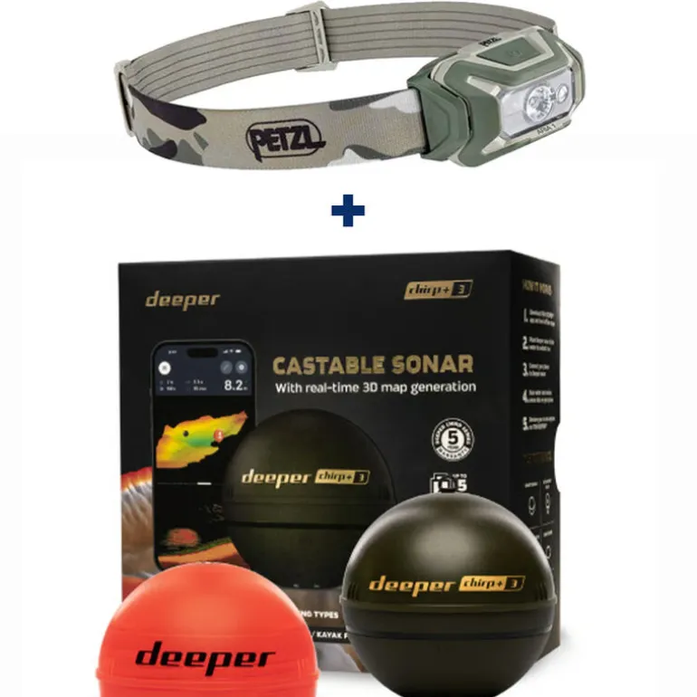 Pack Deeper Chirp+ 3D + Petzl Aria I + Amplificateur Wifi pour bateau amorceur