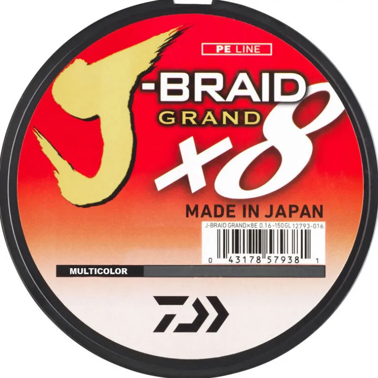 Tresse daiwa jbraid grand multicolor (8 brins) bobine de 500m
