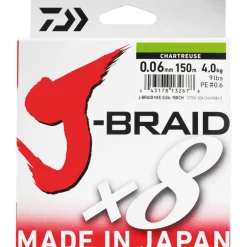 Tresse Daiwa J-Braid x8 Chartreuse 150m